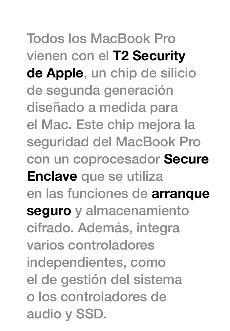 Chip T2 Security de Apple del MacBook Pro de 16 pulgadas