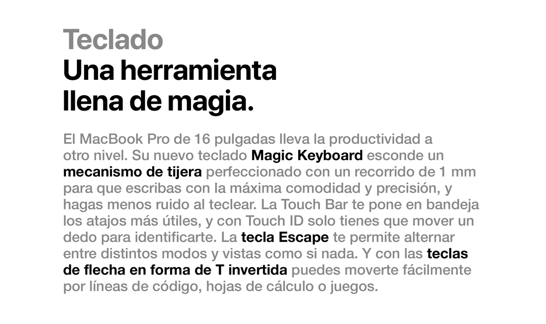 Teclado Magic Keyboard del MacBook de 16 pulgadas