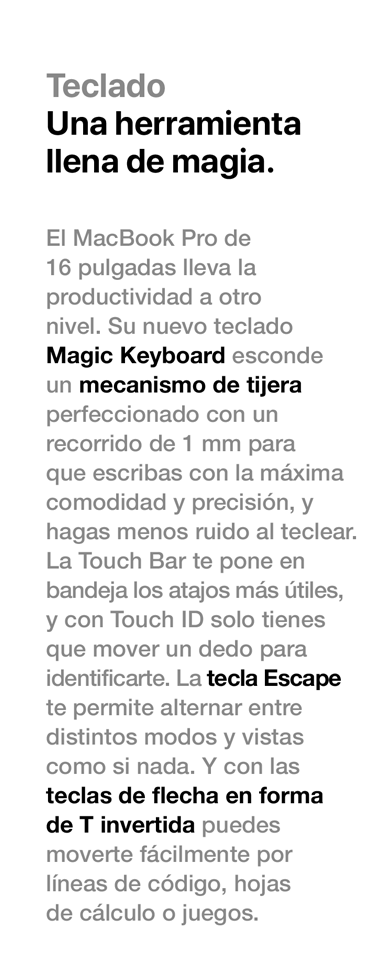 Teclado Magic Keyboard del MacBook de 16 pulgadas