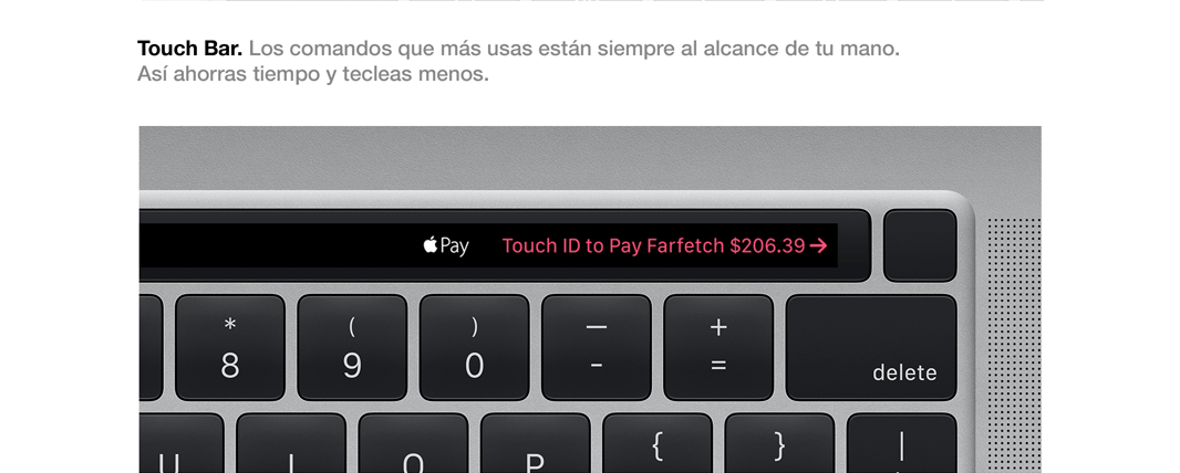 Touch Bar del MacBook Pro de 16 pulgadas