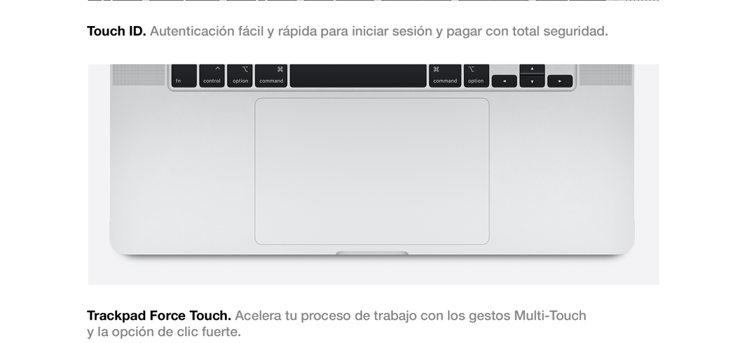 Touch ID del MacBook Pro de 16 pulgadas